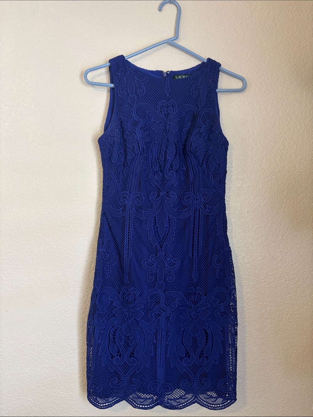 Lauren Ralph Lauren Cobalt Blue Lace Sheath Dress